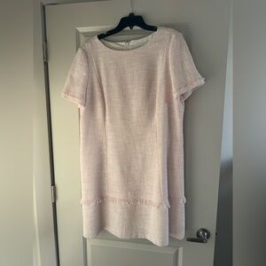 NWOT Women's Short Sleeve Tweed Shift Dress in Light Pink